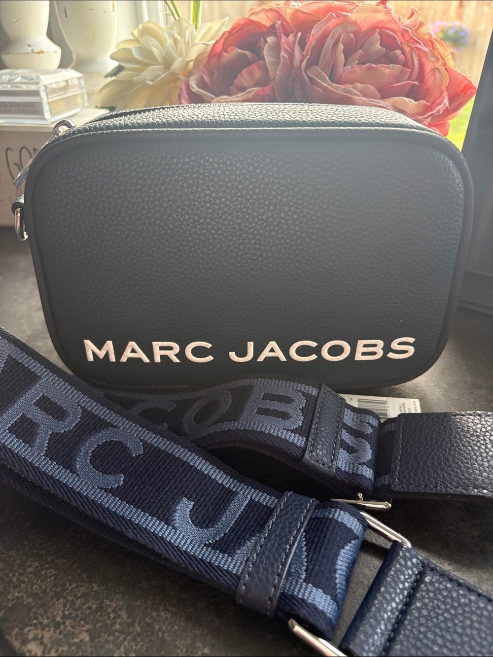 Marc Jacobs Navy Pebbled Leather Crossbody Camera Bag